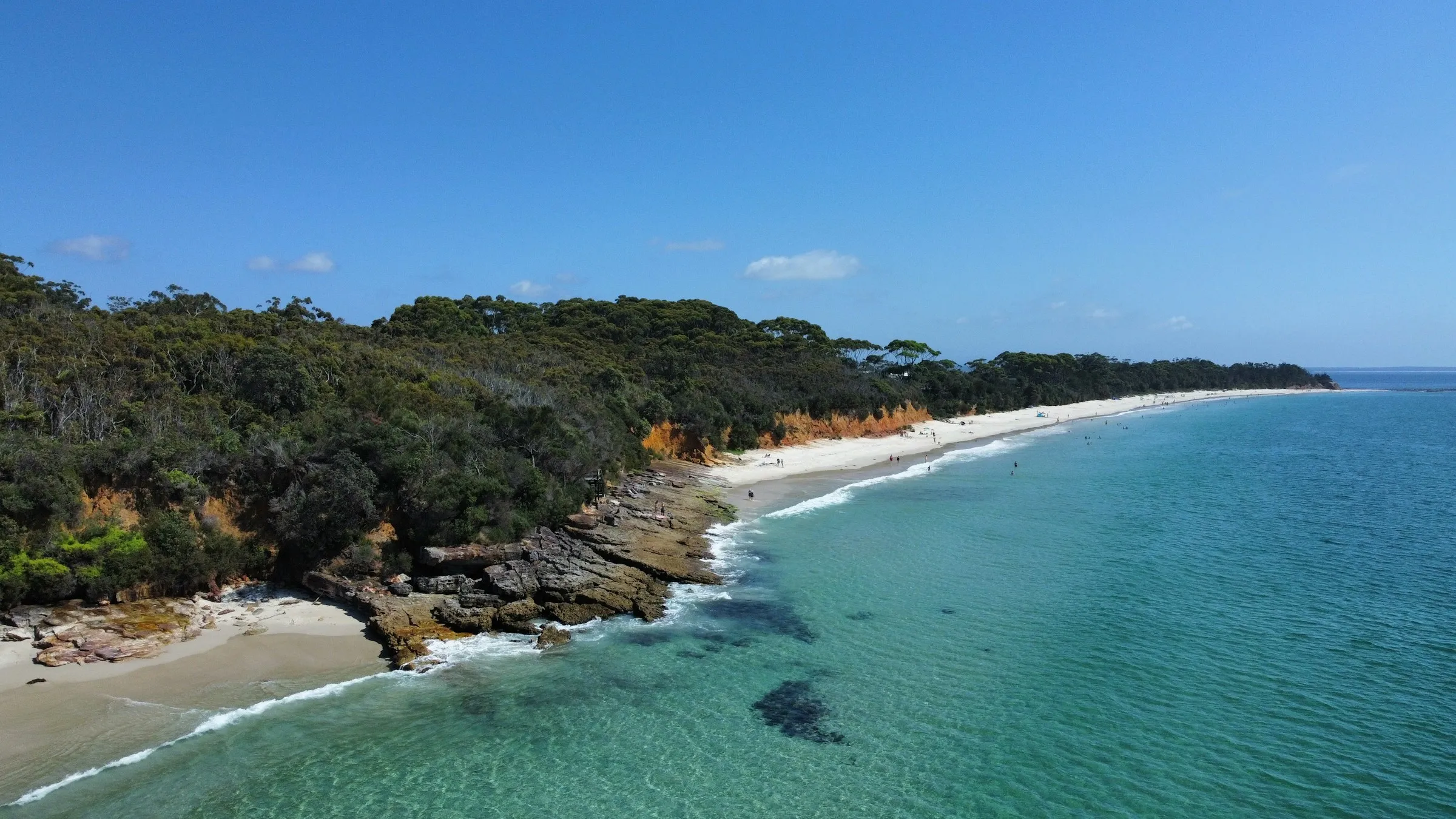 Aerial view of a beach in Jervis Bay, NSW